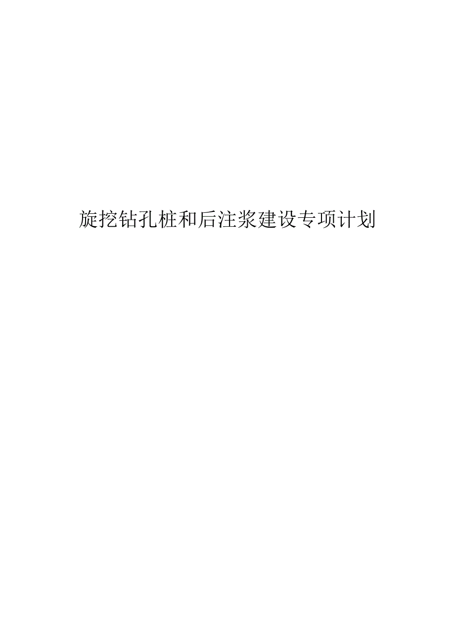 旋挖钻孔桩和后注浆建设专项计划.docx_第1页