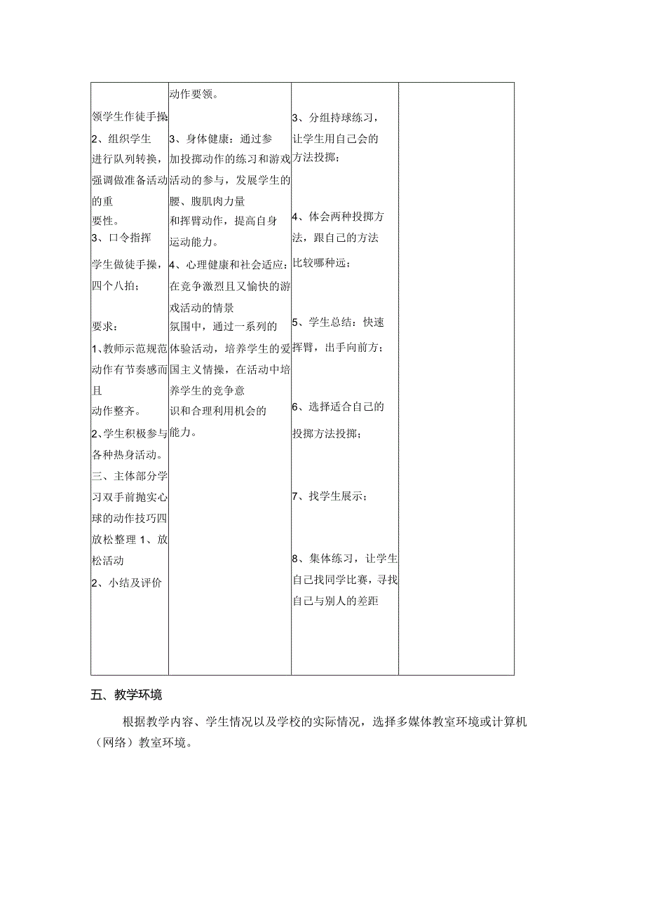 水平四（七年级）体育《原地正面双手前抛实心球》教学设计.docx_第3页