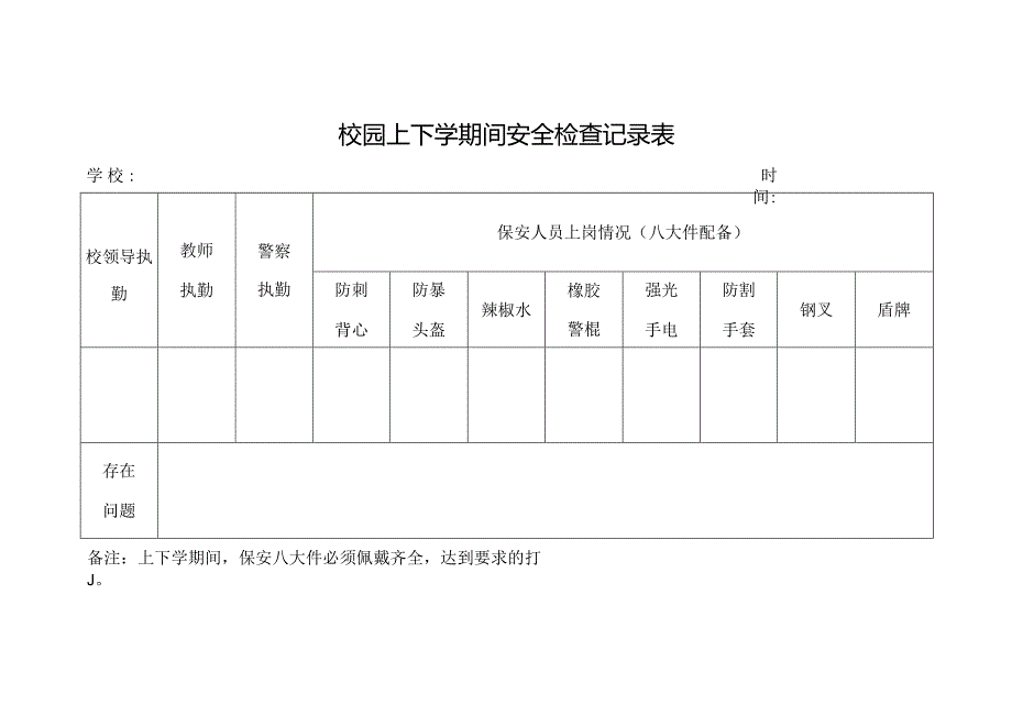 校园上下学安全检查记录表.docx_第1页