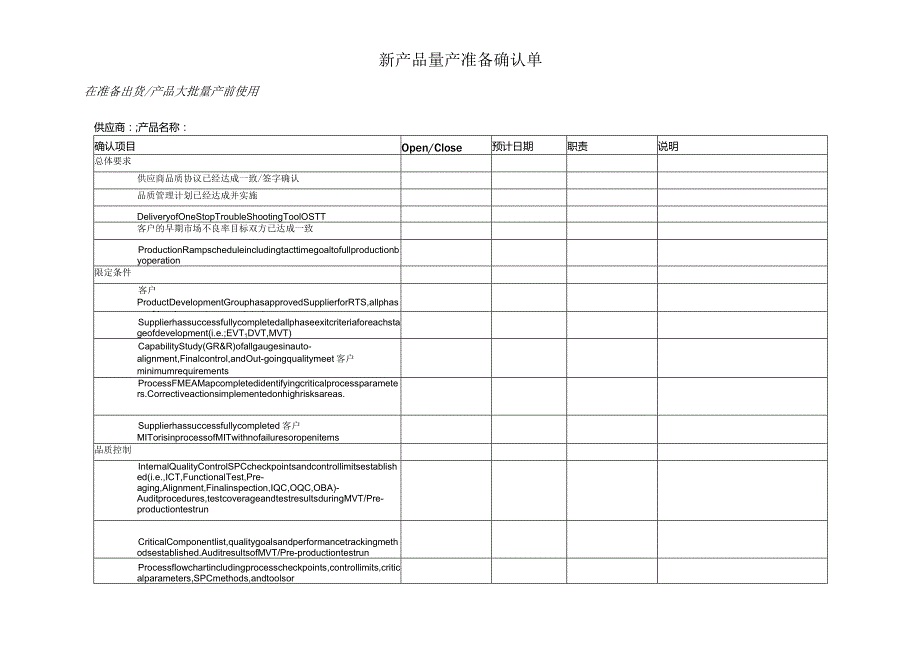 新产品量产准备确认单.docx_第1页