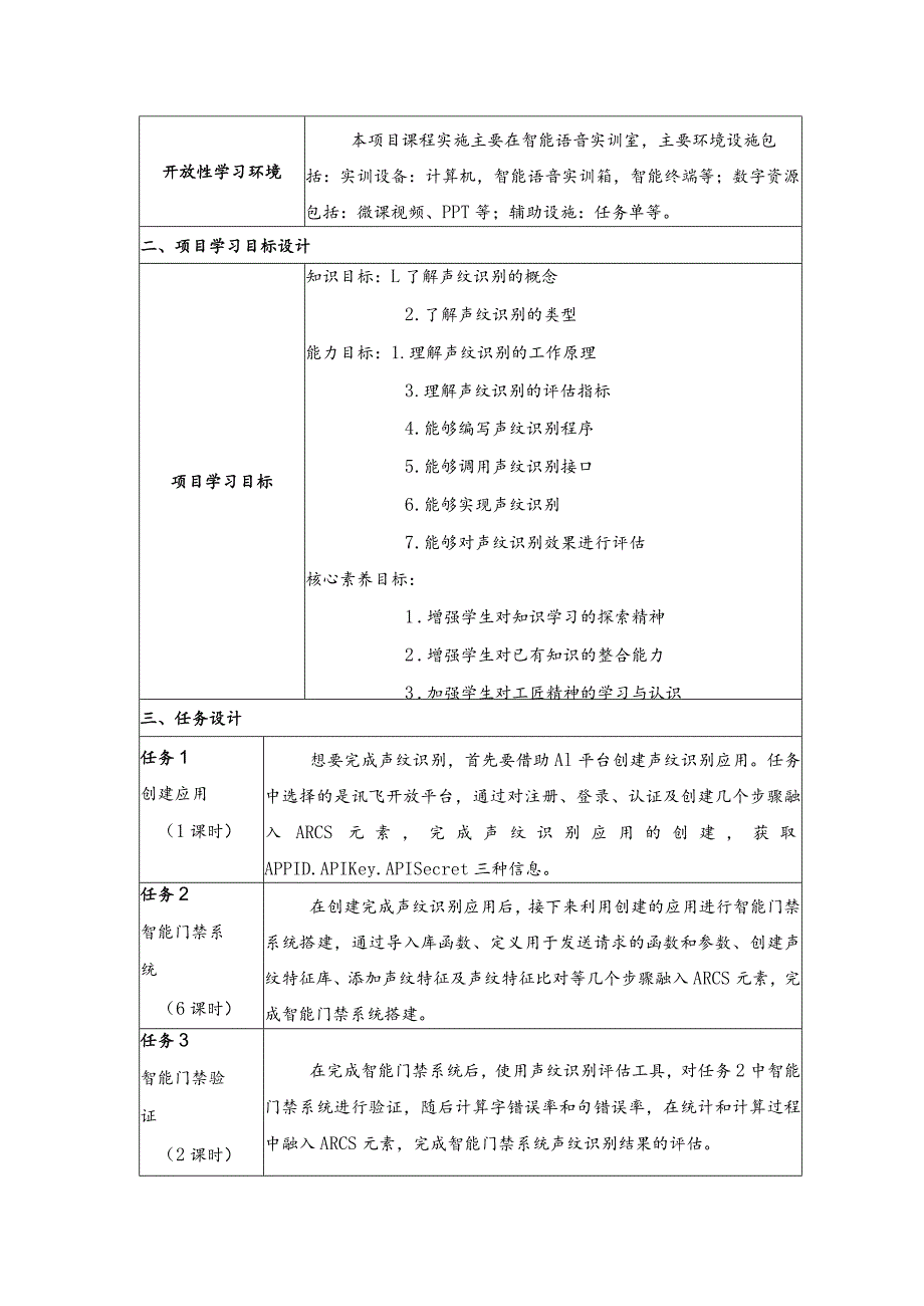 智能语音应用开发教案-教学设计项目3声纹识别：让虚拟机器人能识人.docx_第2页