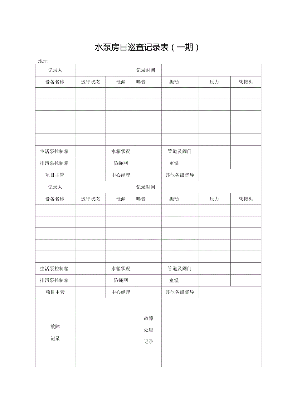 水泵房日巡查记录表.docx_第1页