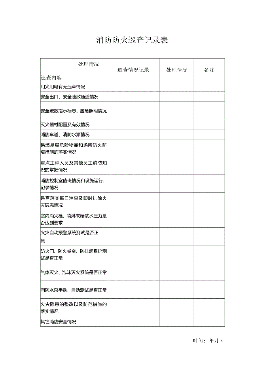 消防防火巡查记录表模板.docx_第1页