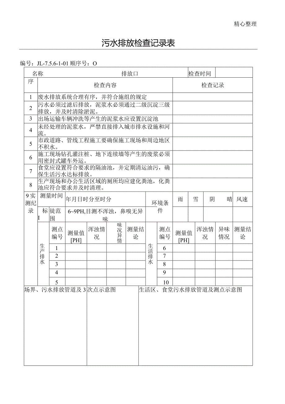 污水排放检查记录表.docx_第1页