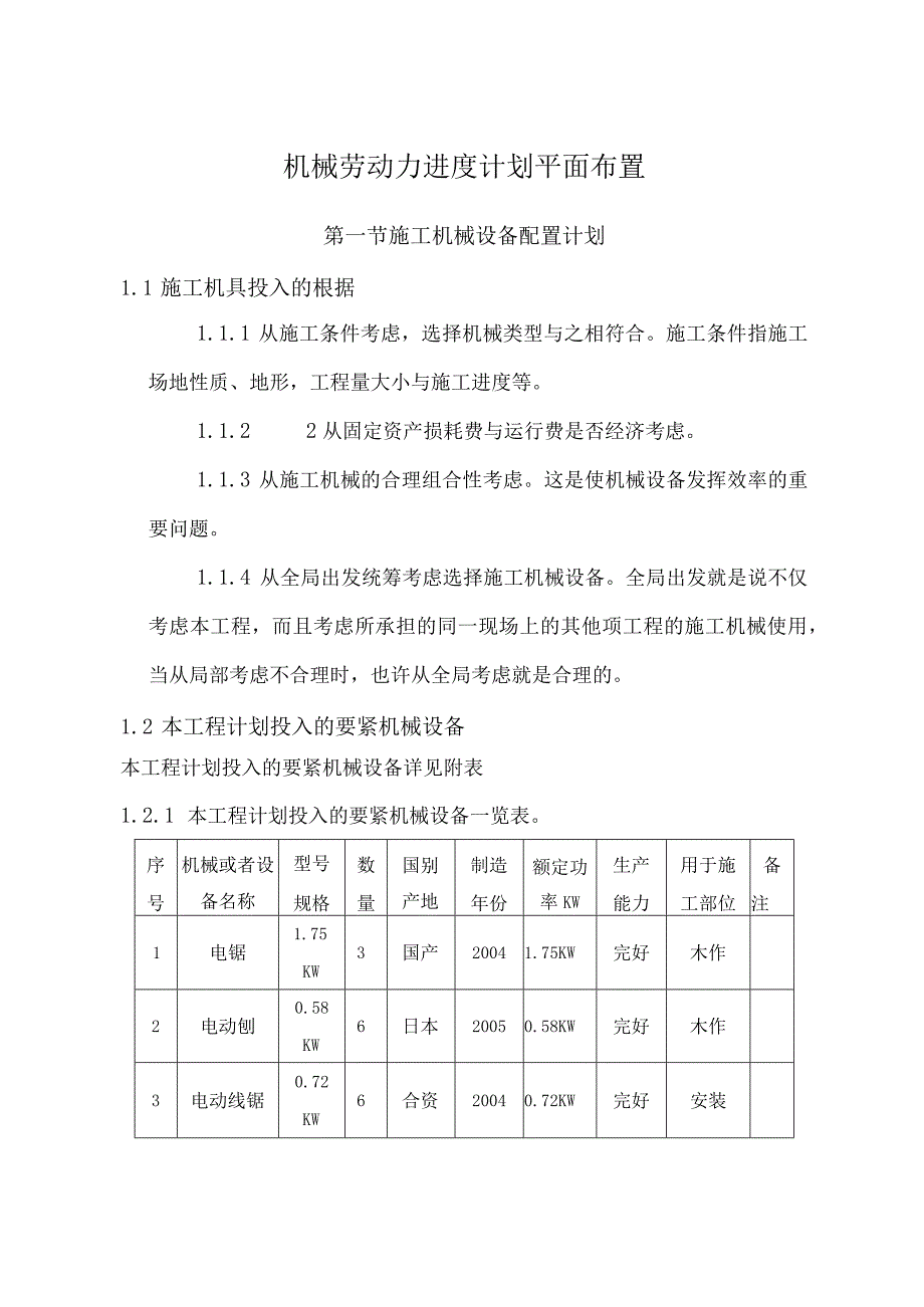 机械劳动力进度计划平面布置.docx_第1页