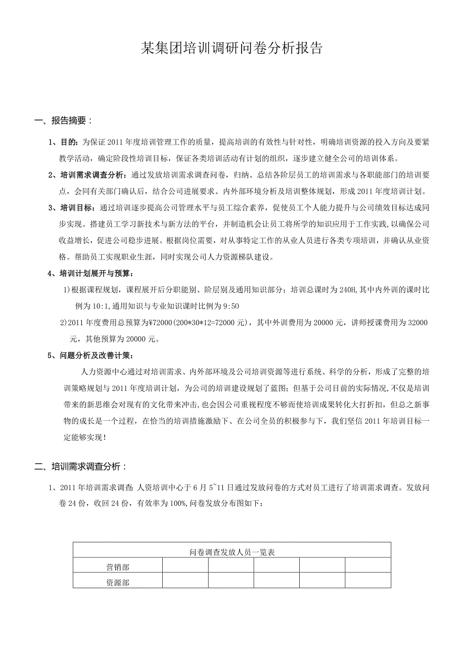 某集团培训调研问卷分析报告.docx_第1页