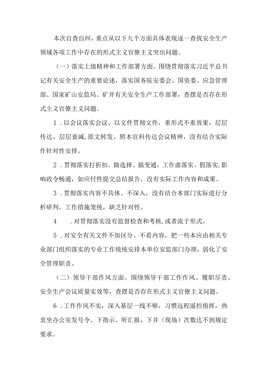 煤矿安全生产领域形式主义官僚主义突出问题自查自纠工作实施方案的通知.docx_第2页