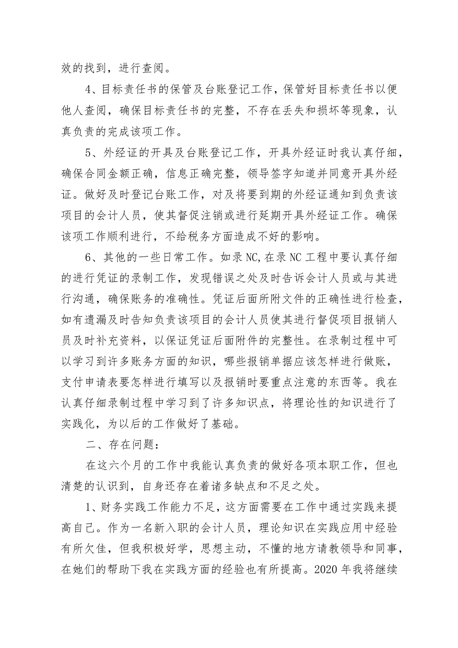 新入职财务员2019年度工作总结及2020年工作计划.docx_第2页