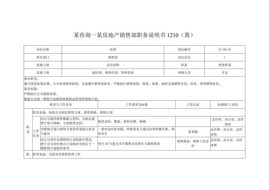 某咨询—某房地产销售部职务说明书1210（黄）.docx_第1页