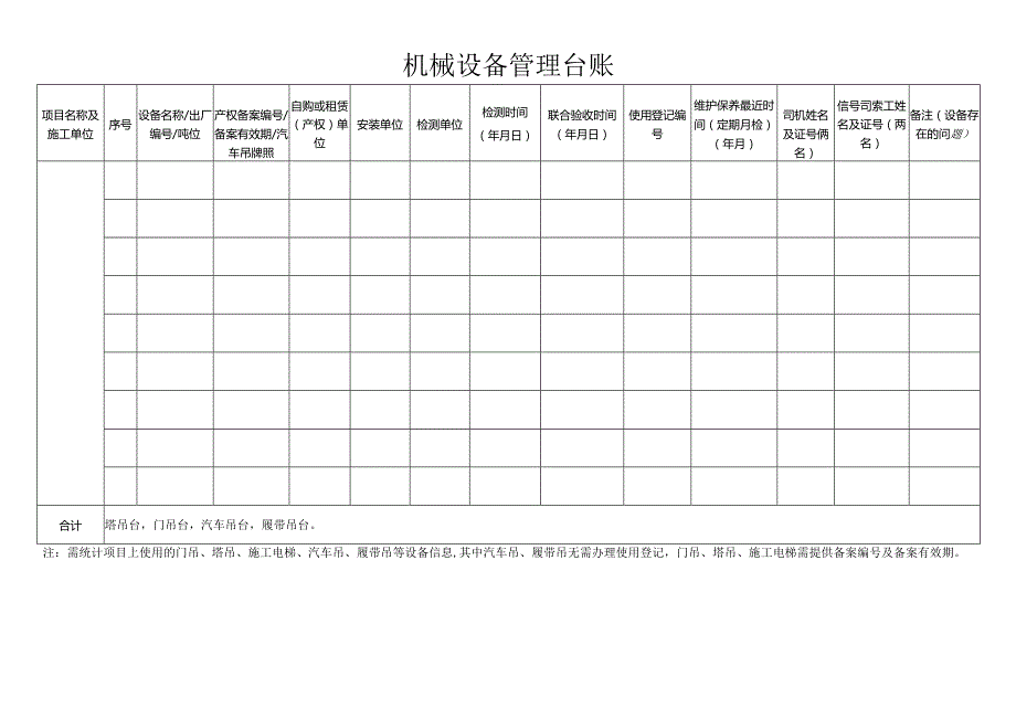 机械设备管理台账.docx_第1页