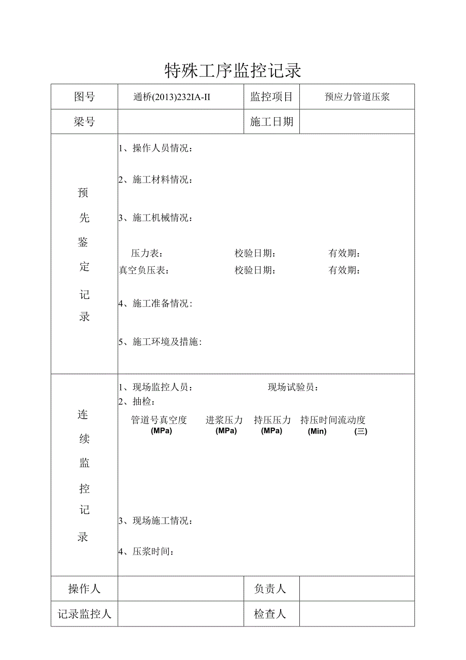 特殊工序监控记录（压浆）032.docx_第1页