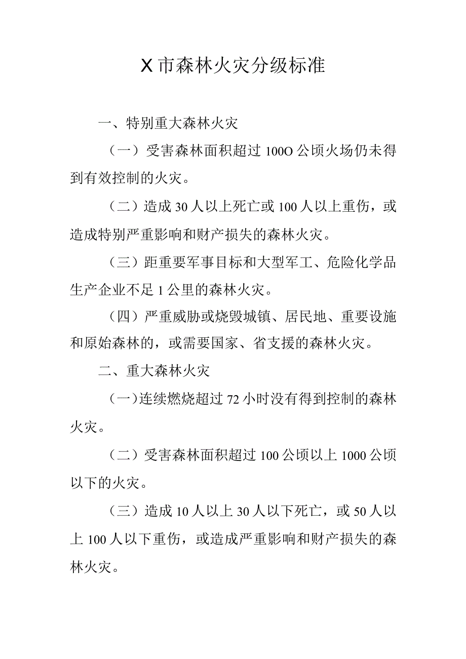 X市森林火灾分级标准.docx_第1页