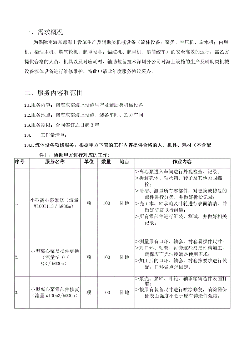 中海油能源发展股份有限公司生产及辅助类机械设备维修服务年度协议采购技术要求书.docx_第2页