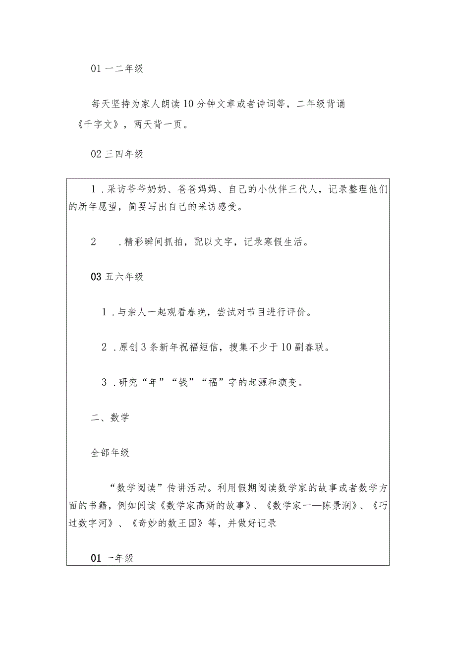 中心小学1-6年级寒假各学科特色作业方案（最新版）.docx_第3页