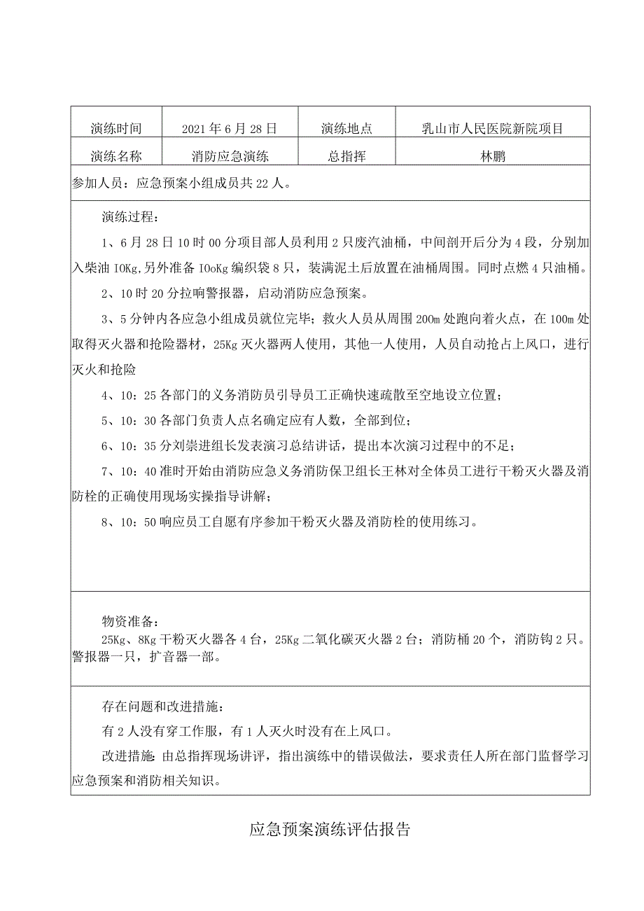 5、应急预案演练评估报告-消防.docx_第1页