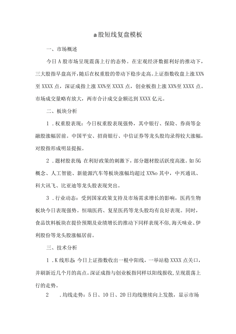 a股短线复盘模板.docx_第1页