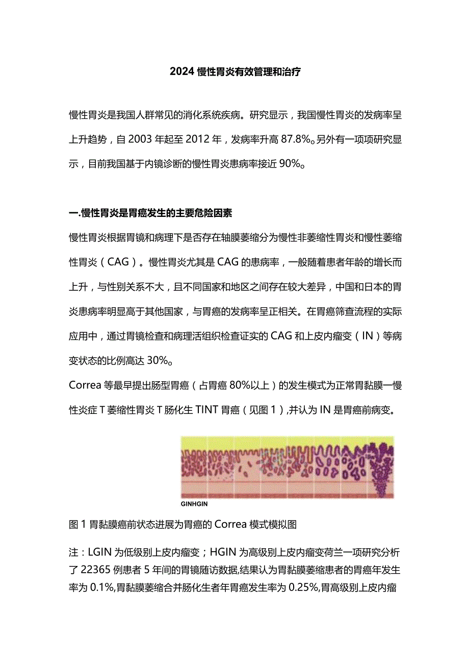 2024慢性胃炎有效管理和治疗.docx_第1页