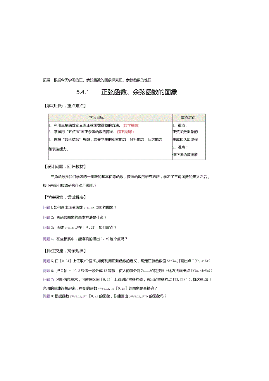 5.4.1正弦函数余弦函数的图象学案_1.docx_第2页