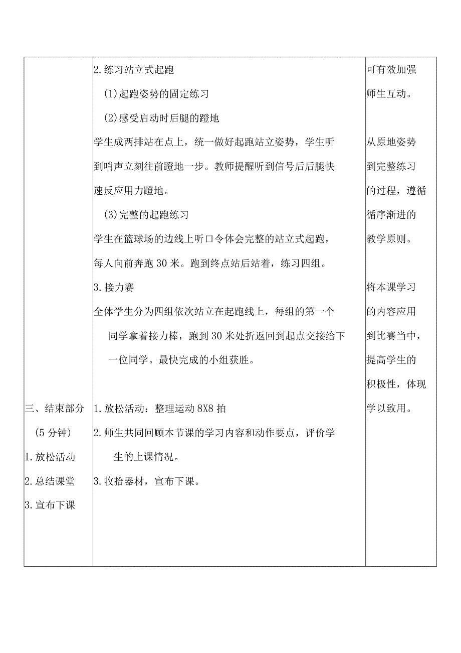 人教版体育一年级下册站立式起跑（教学设计）.docx_第3页