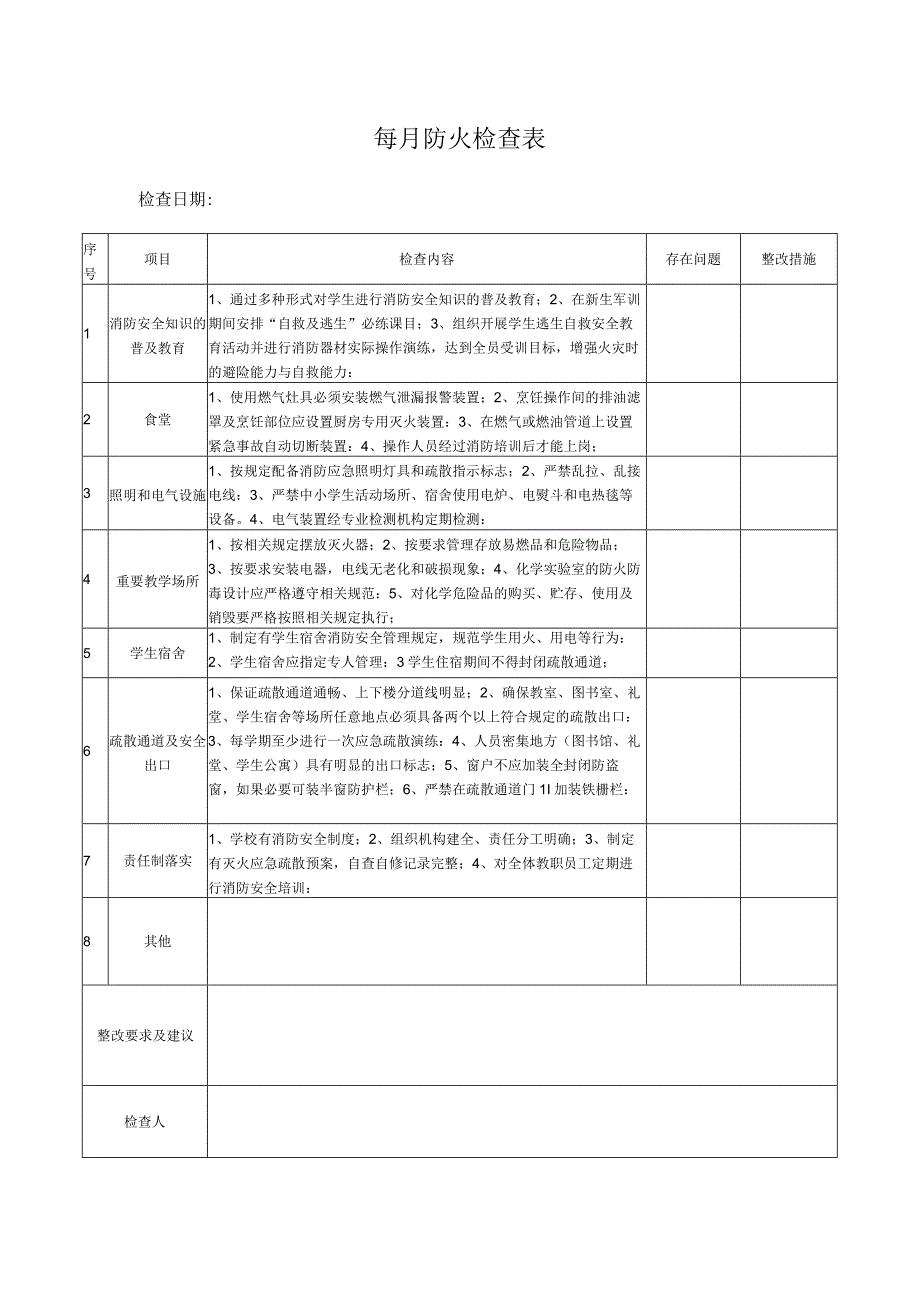 (幼儿园)防火安全检查记录及隐患台账.docx_第1页