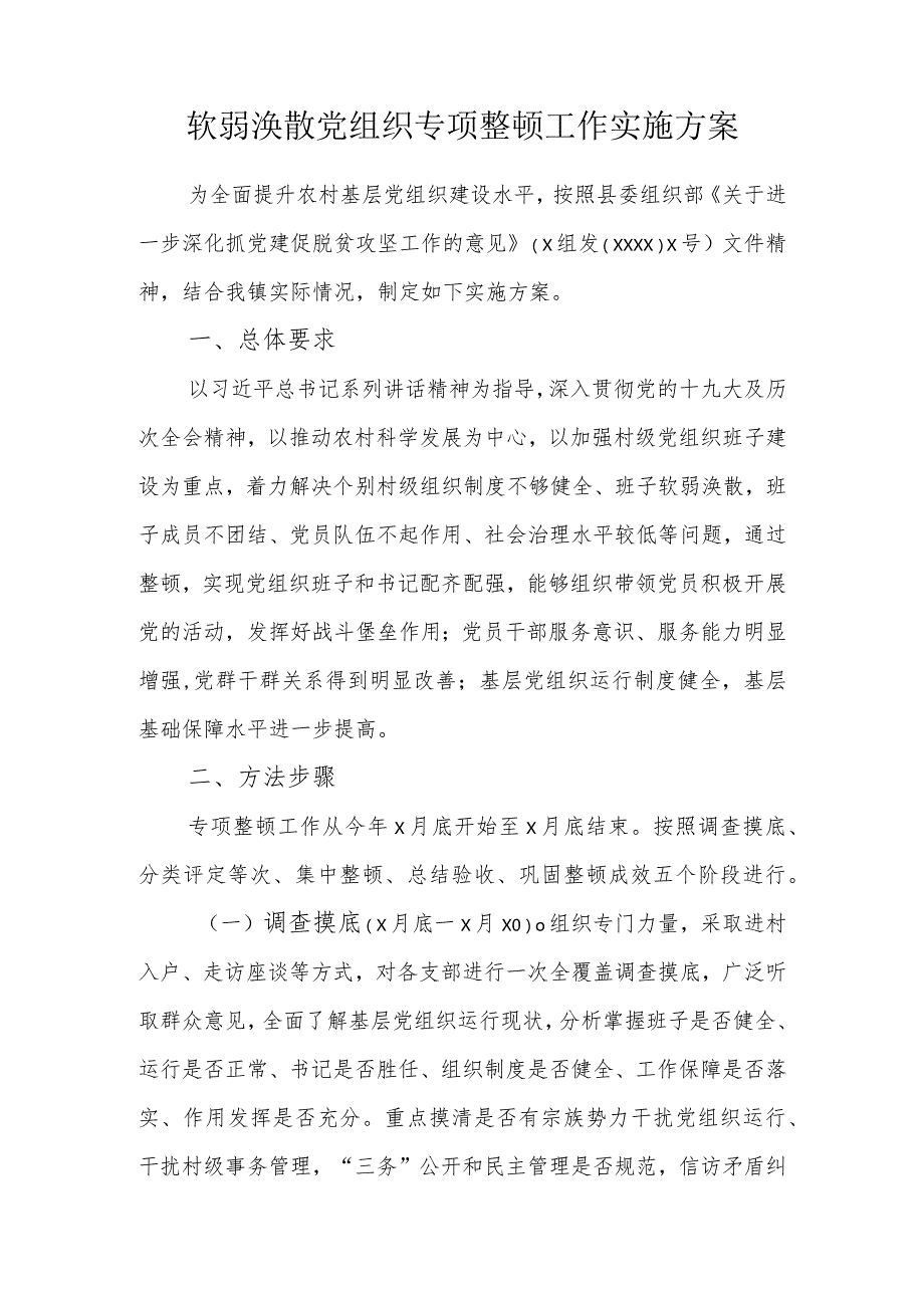 499、软弱涣散党组织专项整顿工作实施方案.docx_第1页