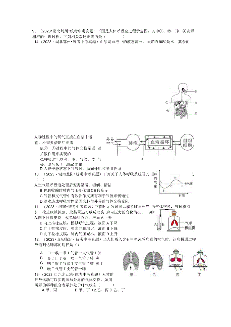 x版八上期末复习第五章《人体的物质和能量的转化》A卷（含答案）公开课教案教学设计课件资料.docx_第3页