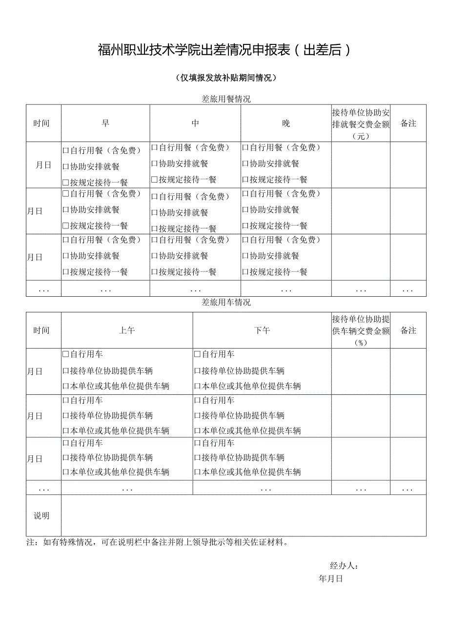 福州职业技术学院出差情况申报表出差后.docx_第1页