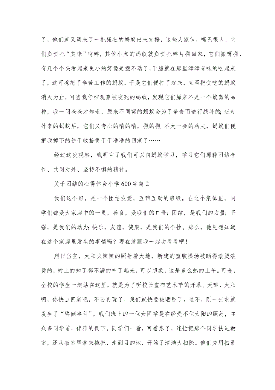 关于团结的心得体会小学600字（3篇）.docx_第2页