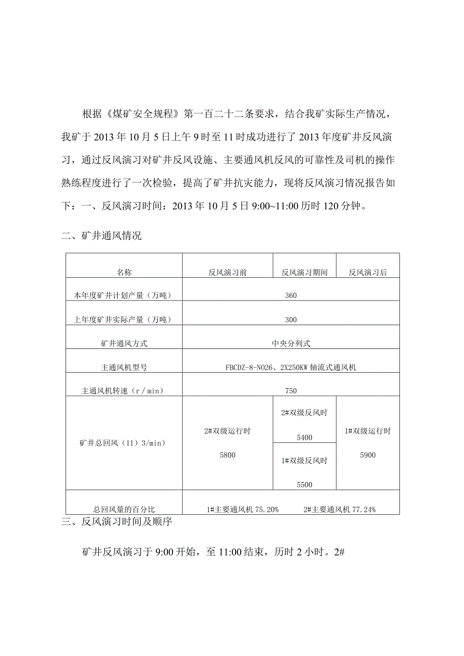 2013矿井反风演习总结报告.docx_第1页