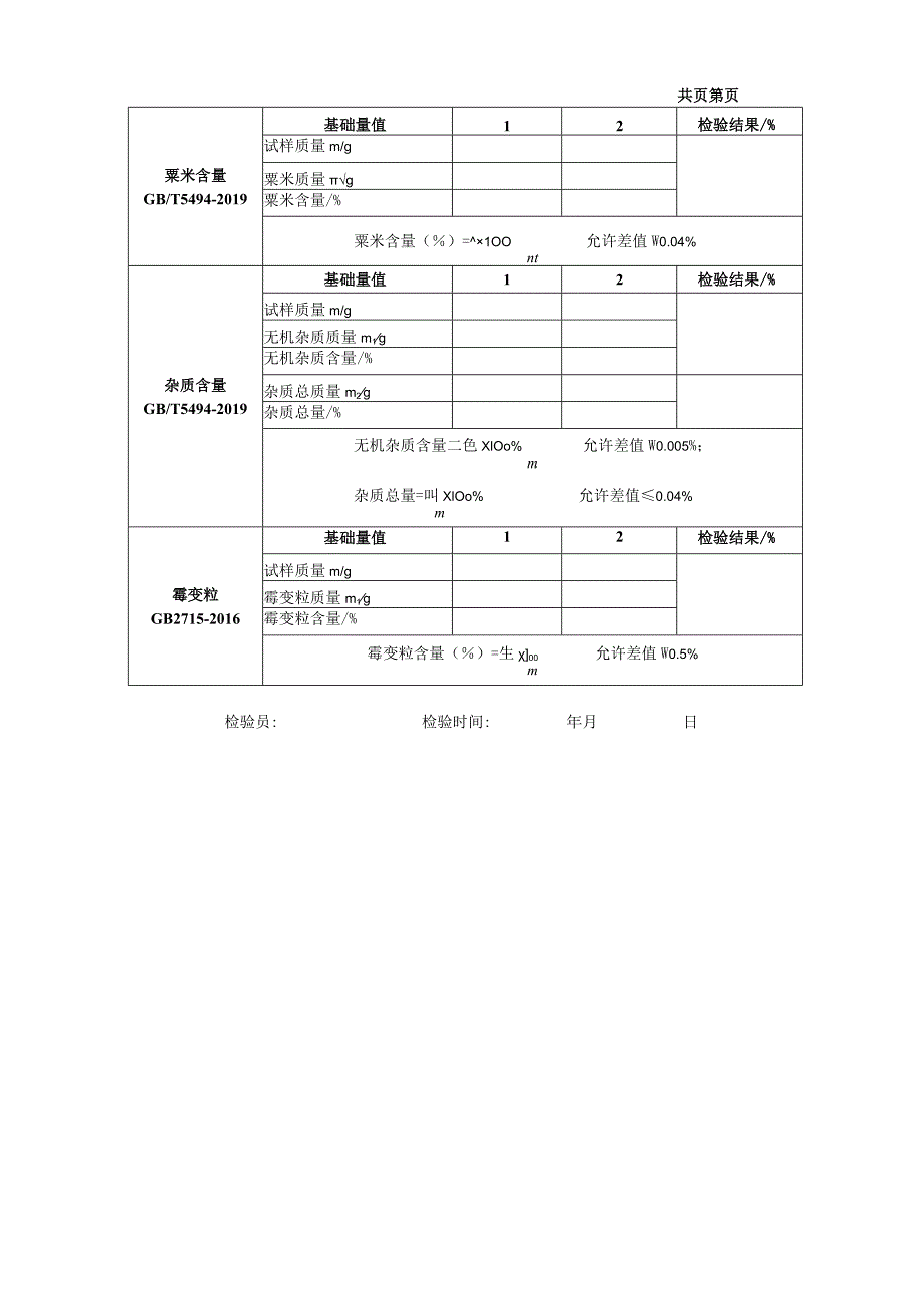 辽宁中国好粮油小米产品质量指标参数检验原始记录.docx_第2页