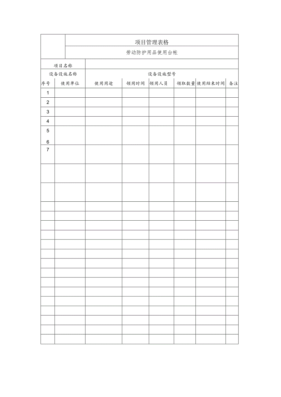 劳动防护用品台帐.docx_第1页