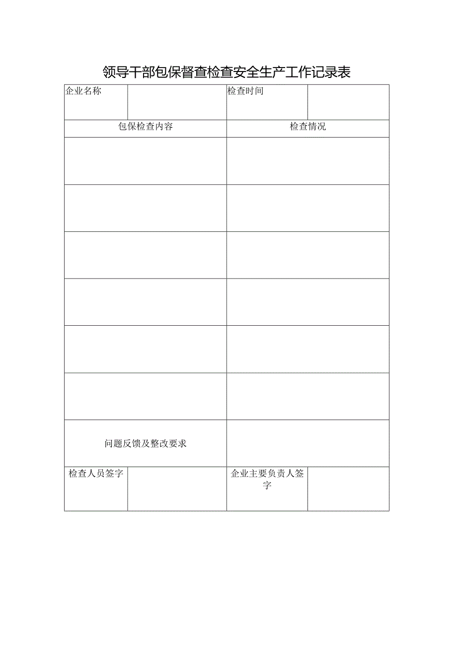 领导干部包保督查检查安全生产工作记录表（示例）.docx_第1页