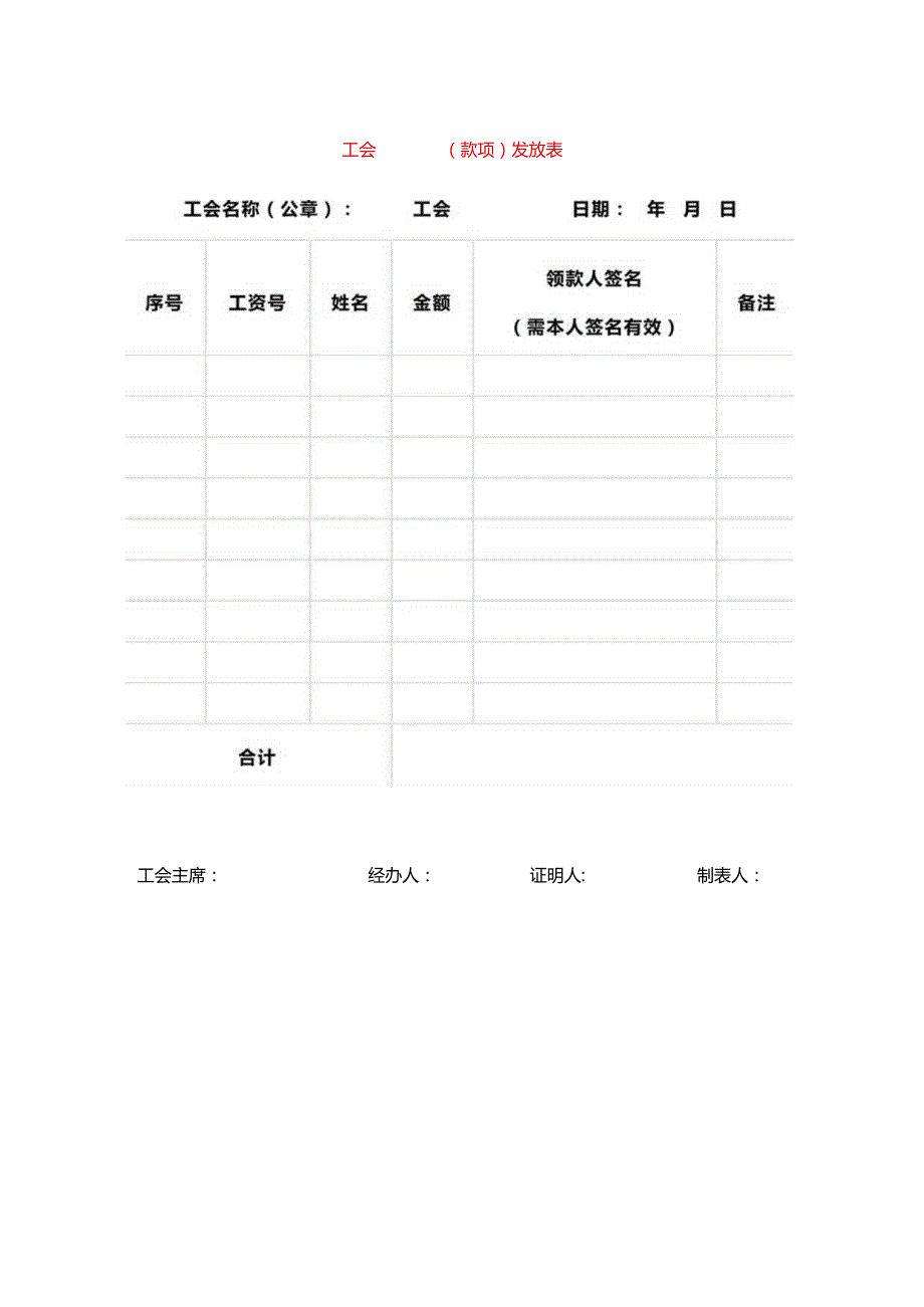 款项发放表模板.docx_第1页