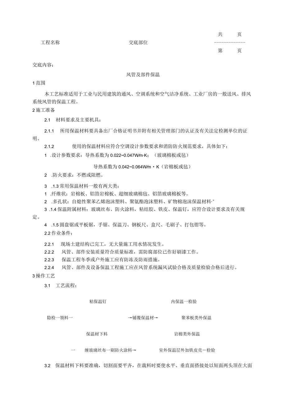 建筑工程风管及部件保温工艺.docx_第1页