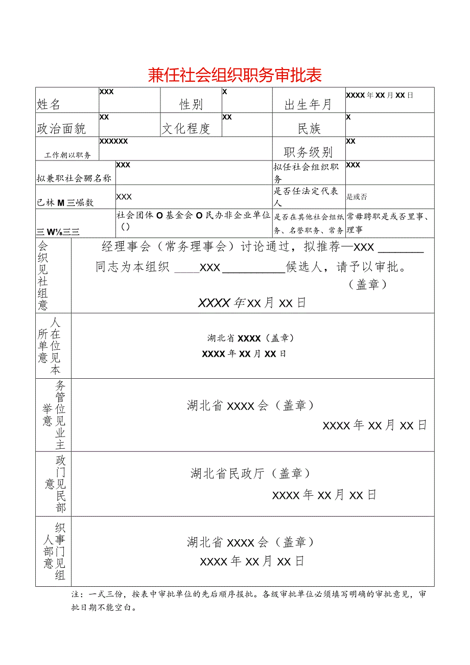 兼任社会组织职务审批表样表.docx_第1页