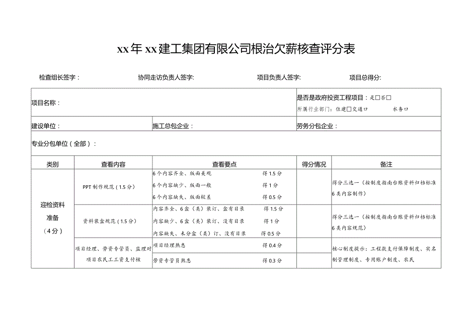 公司根治欠薪核查评分表.docx_第1页