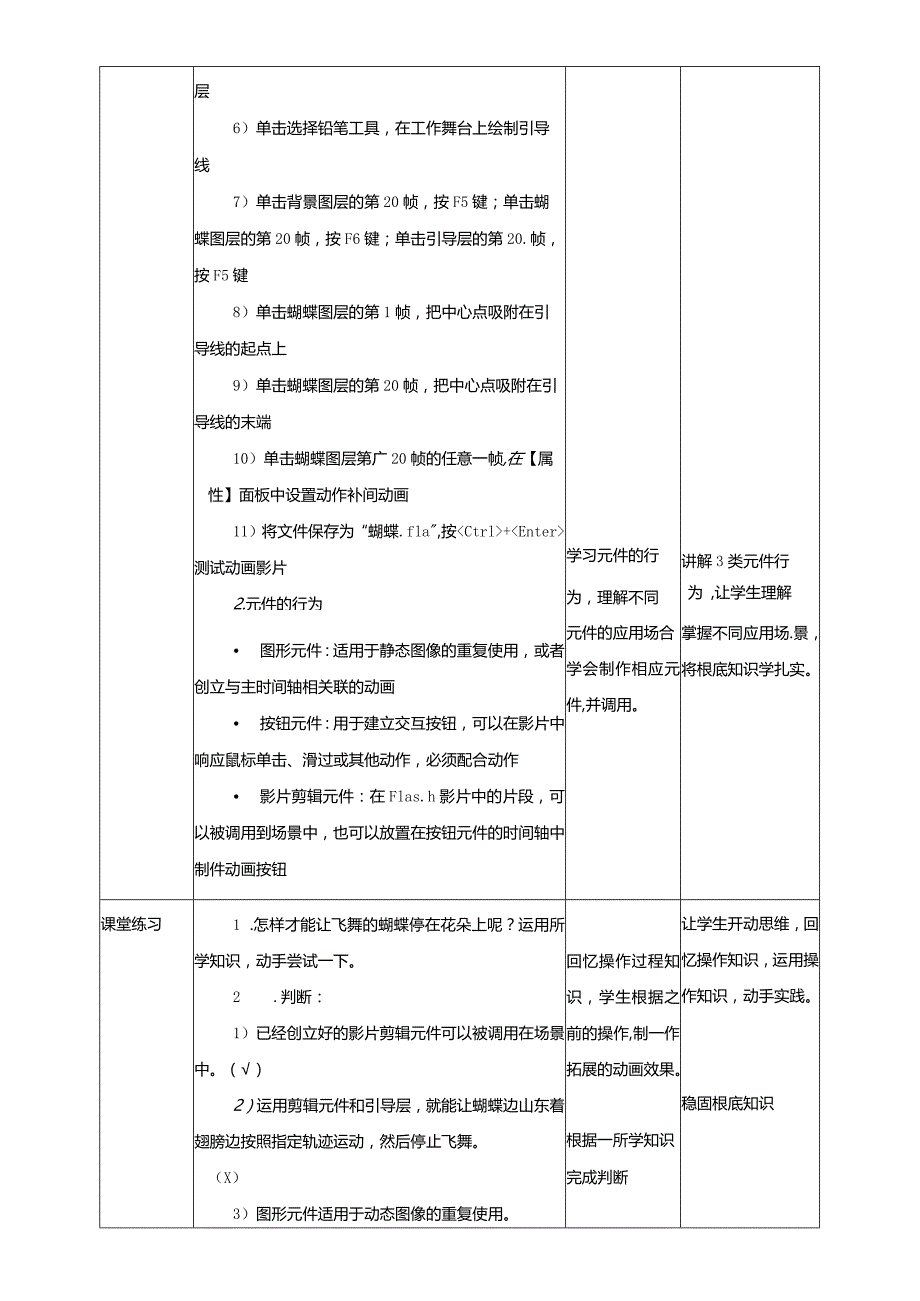 六年级上册信息技术教学设计第9课蝴蝶飞舞运用影片剪辑元件∣粤教版.docx_第3页