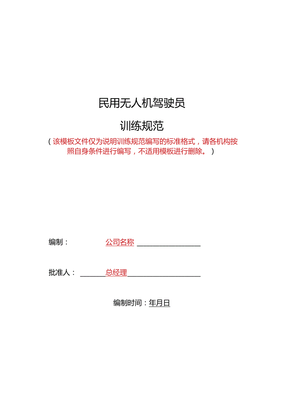 民用无人机驾驶员训练规范.docx_第1页