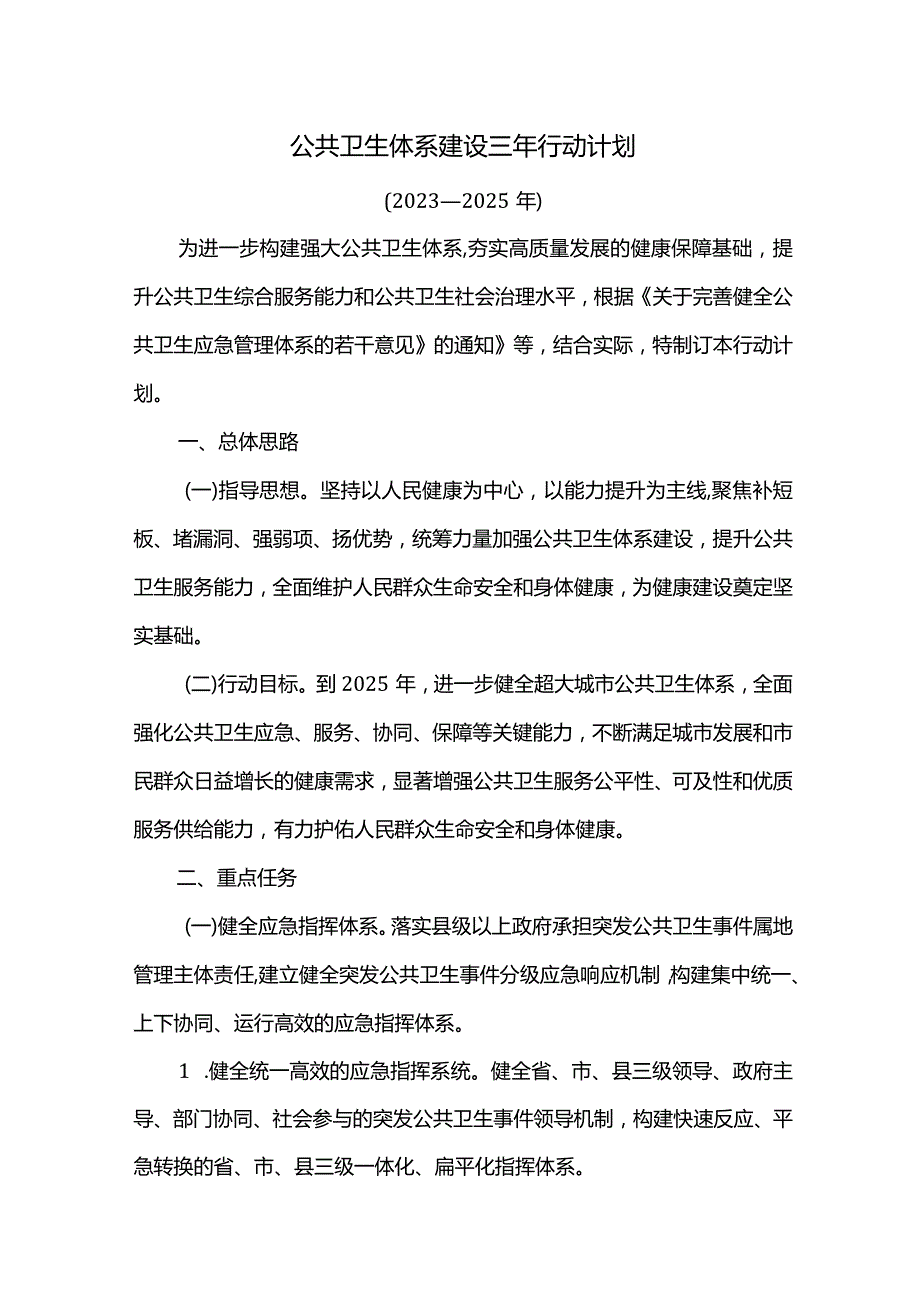 公共卫生体系建设三年行动计划.docx_第1页