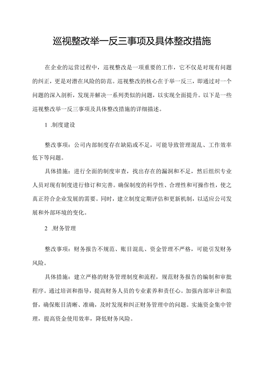 巡视整改举一反三事项及具体整改措施.docx_第1页