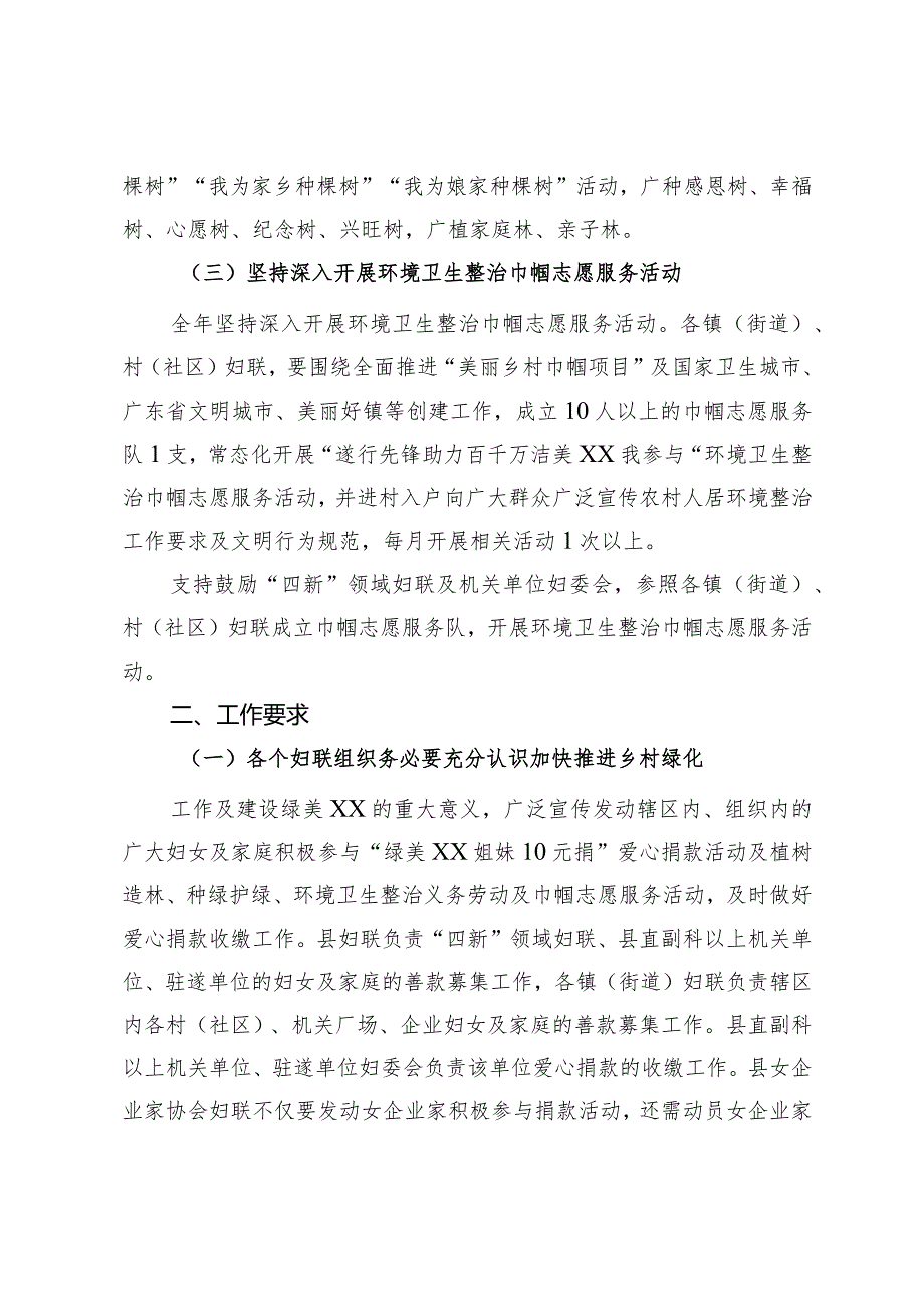 县妇联助力推进乡村绿化工作、建设绿美XX实施方案（2024年）.docx_第2页