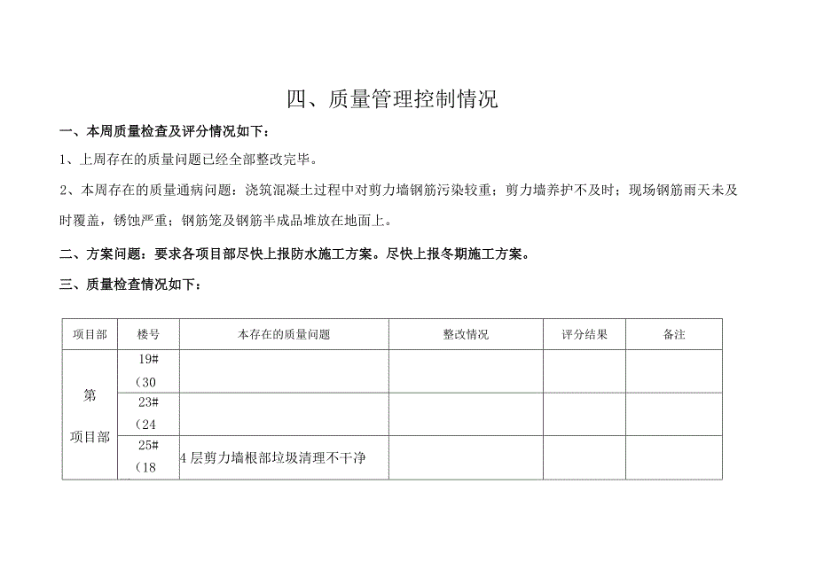 周质量问题汇报--10-9.docx_第1页