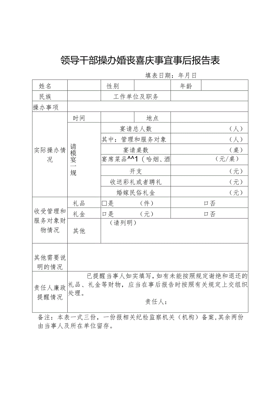 领导干部操办婚丧喜庆事宜事后报告表.docx_第1页