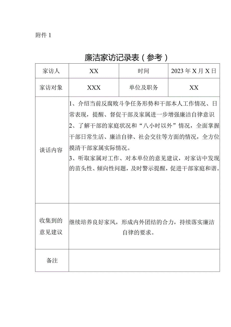 廉洁家访记录表.docx_第1页