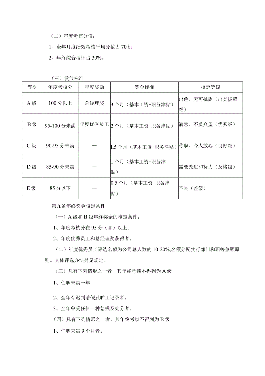 化妆品公司员工年终奖金发给办法.docx_第2页