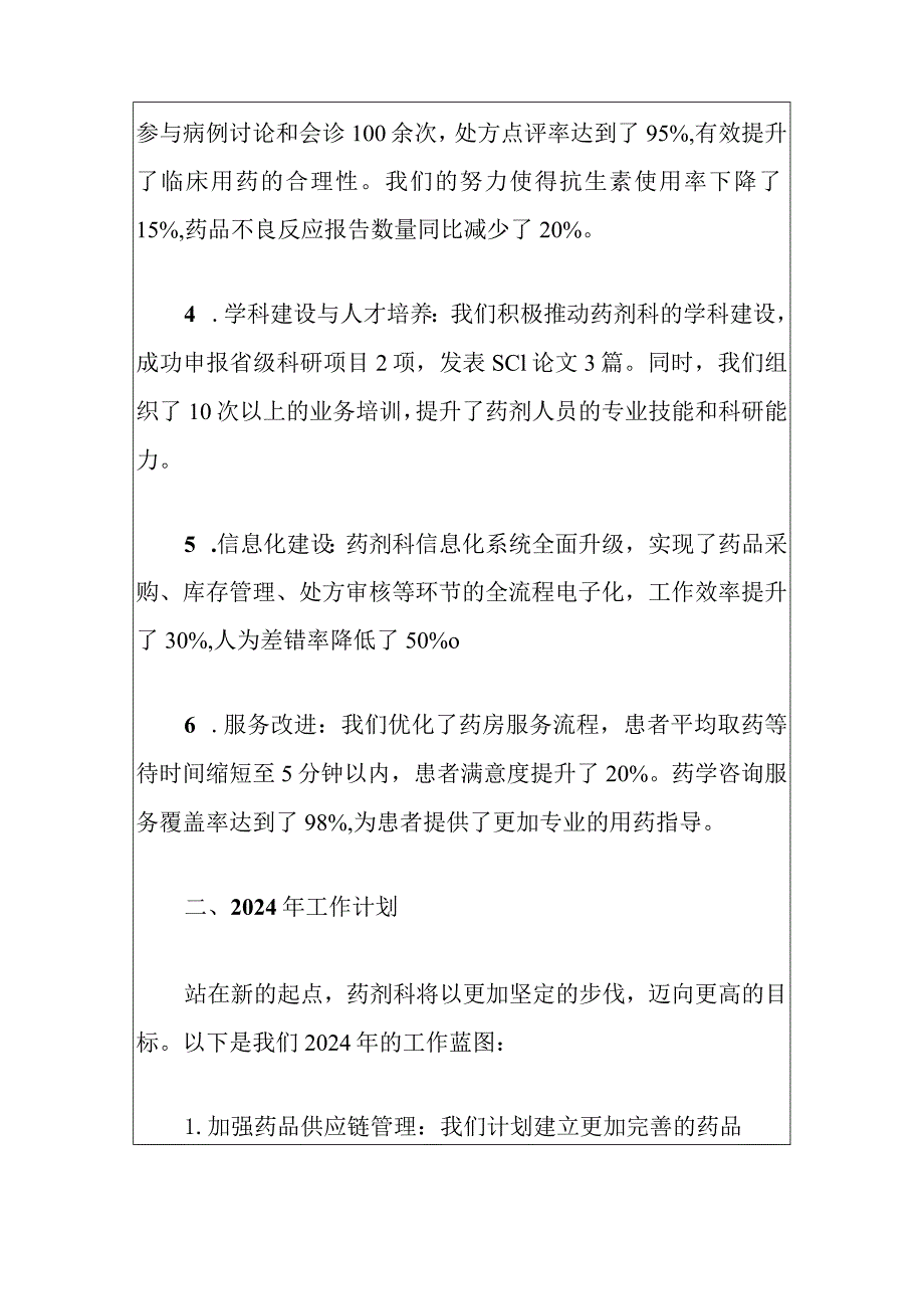 2024医院药剂科工作总结及下一步工作计划（最新版）.docx_第2页