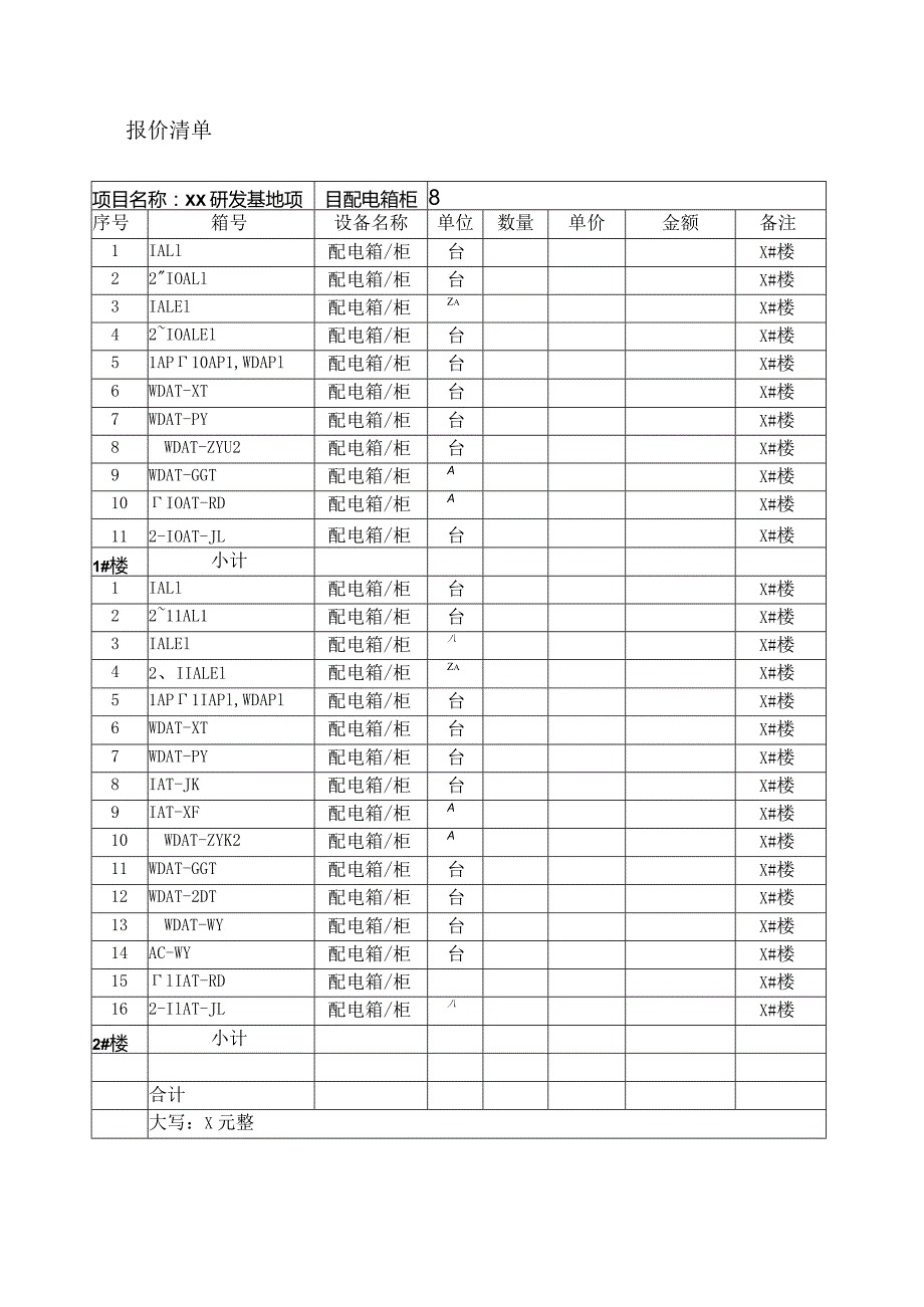 XX研发基地项目配电箱柜工程投标报价文件（2024年）.docx_第3页