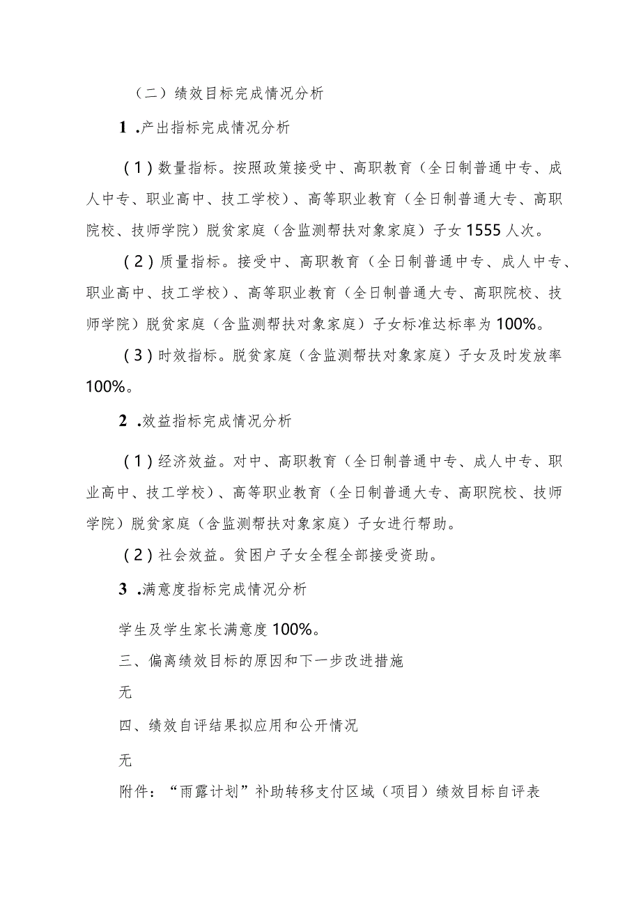 “雨露计划”补助转移支付2021年度绩效自评报告.docx_第2页