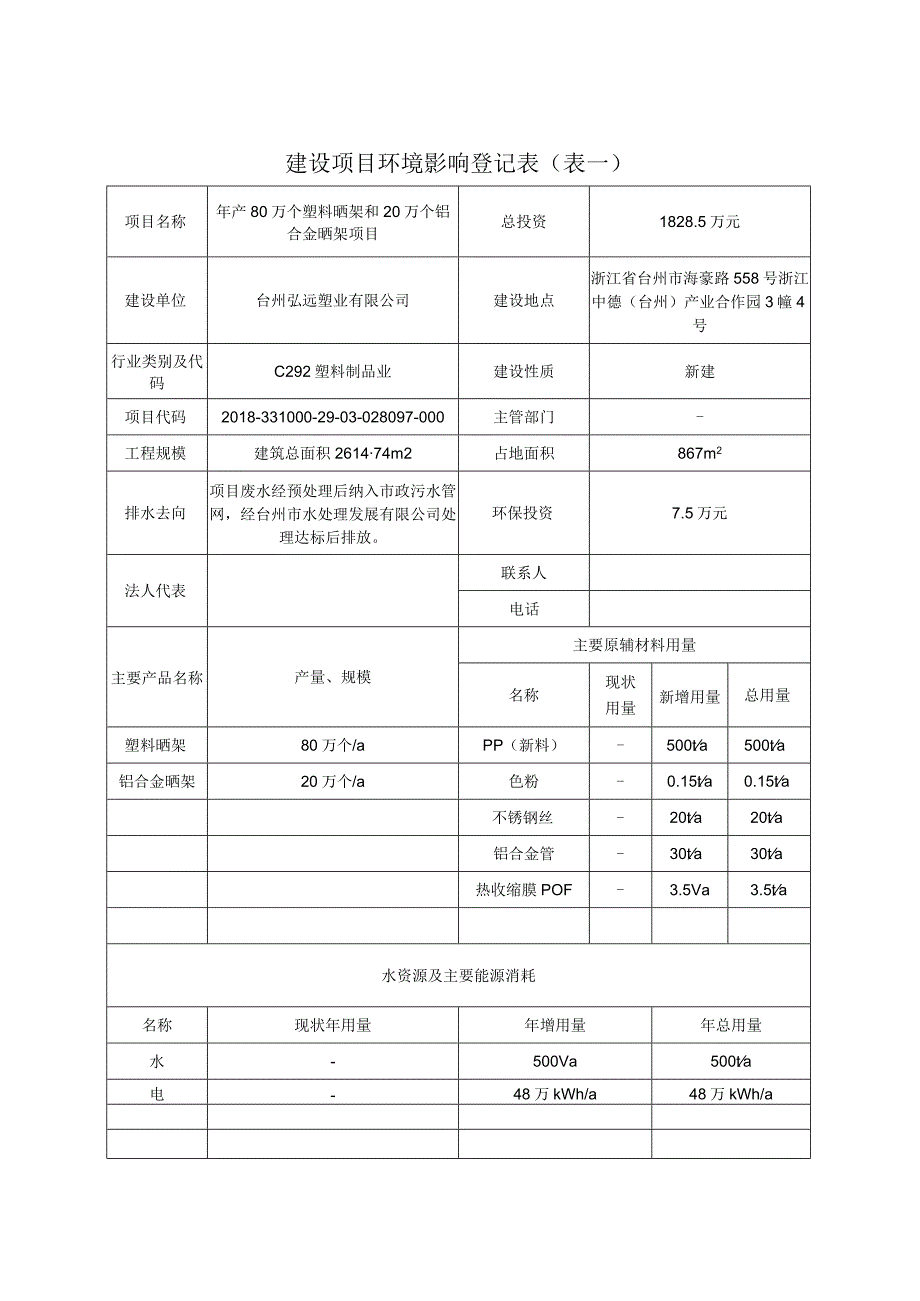 台州弘远塑业有限公司年产80万个塑料架和20万个铝合金晒架项目环评报告.docx_第2页