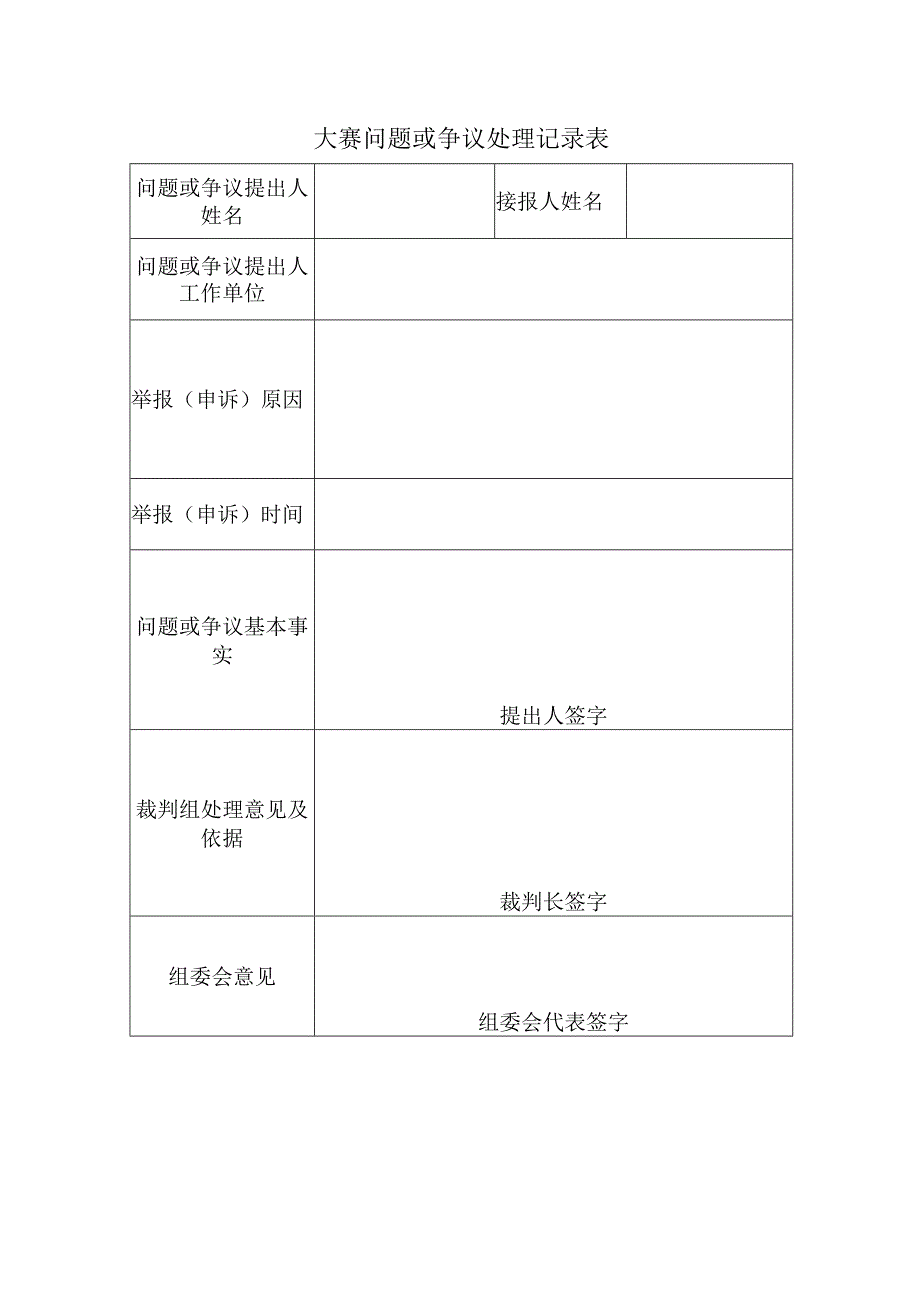 大赛问题或争议处理记录表.docx_第1页